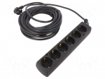 Extension lead | 3x1.5mm2 | Len: 10m | PVC | black | Sockets no: 6 | 16A