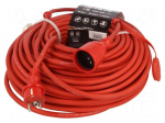 Extension lead | 3x2.5mm2 | 50m | rubber | red | Sockets no: 1 | 16A