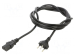 Cable | 3x1mm2 | IEC C13 female,SEV-1011 (J) plug | PVC | 2.5m | black