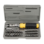 T&ouml;&ouml;riistad ja m&otilde;&otilde;teseadmed // K&auml;sit&ouml;&ouml;riistad ja k&auml;sit&ouml;&ouml;riistade komplektid // Wkrętak z grzechotką, kpl. 40 cz., bity, nasadki, przegub