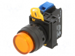 Switch: push-button | 22mm | Stabl.pos: 1 | NO | orange | LED | IP65 | YW