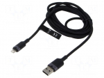 Cable | USB 2.0 | Apple Lightning plug,USB A plug | nickel plated