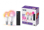 WiZ Connected 60W A60 E27 gudrā LED spuldze RGB 2 gab. + pults 929003649601 8720169074972