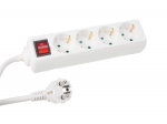 4-way power strip with 3 sockets and switch - 3 m - grounded