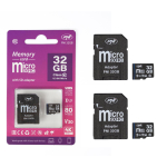 Pack of 2 MicroSD memory card PNI 32GB Class 10, 80 Mb/s, V30 with SD adapters included