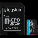 KINGSTON 512GB microSDXC Canvas Go Plus Gen4 200MB/s A2 U3 V30 Card + Adapter