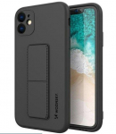 Back panel cover Wozinsky Apple iPhone 12 Pro Max silicone case with stand Black