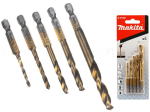 MAKITA HSS-TIN METAL DRILL BIT SET 1/4" HEX /5pcs.