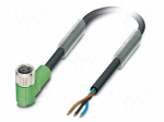 Cable: for sensors/automation | M8 | PIN: 3 | angled | 5m | plug | 60VDC