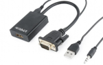 Gembird VGA Male - HDMI Female 0.15m Black + USB/AUX Full HD