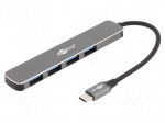 Hub USB | USB A socket x4,USB C plug | USB 3.2 | PnP,flat | grey