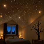 LED Starry Sky Set, for saunas, children's rooms, bathrooms, 12 lights, automatic RGB, IP54, 70&deg;, gold body