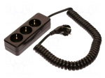 Extension lead | 3G1.5mm2 | 2.4m | PVC | black | Sockets no: 3 | 16A