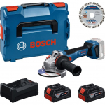 Bosch Powertools Tool Set Cordless Angle Grinder 18 Volt with 2 Batteries 5.0 Amp Hours and Cutting Disc 125 in L-BOXX (Boxed)