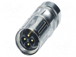 Connector: M17 | plug | ST | PIN: 4 | 630V | 25A | shielded | IP67 | 3+PE