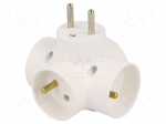 Connector: AC supply | splitter | 2P+PE | white | Output: 4x socket
