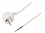 Cable | SCHUKO plug,CEE 7/7 (E/F) plug angled,wires | 5m | white