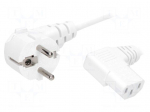 Cable | CEE 7/7 (E/F) plug angled,IEC C13 female 90&deg; | 1.8m | PVC