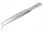 Tweezers | 115mm | SMD | Blades: curved | Blade tip shape: hook