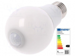 LED lamp | white warm | E27 | 230VAC | 806lm | P: 8W | 280&deg; | 2700K