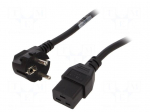 Cable | 3x1.5mm2 | CEE 7/7 (E/F) plug angled,IEC C19 female | PVC