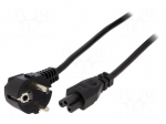 Cable | 3x1mm2 | CEE 7/7 (E/F) plug angled,IEC C5 female | PVC | 3m