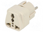 Transition: adapter | 2P+PE | 250VAC | 10A | Type: Uni-Schuko | white