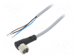 Cable: for sensors/automation | M8 | PIN: 3 | angled | 10m | plug | 60VDC