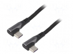 Cable | USB 2.0 | USB C angled plug,both sides | 1m | black | 480Mbps