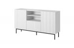 PAFOS chest of drawers on a black steel frame 150x40x90 cm white matt