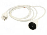 Extension lead | 3x1.5mm2 | 3m | PVC | white | Sockets no: 1 | 16A