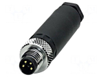 Connector: M8 | plug | PIN: 4 | male | industrial | 30V | straight | 4A