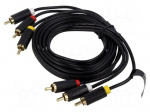 Cable | RCA plug x3,both sides | 2m | Plating: gold-plated | black