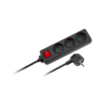Elektrimaterjalid // Elektri laiendid, Pikendusjuhtmete, hajutuste ja UK ja USA adapterite komplekt // Przedłużacz czarny Rebel z przełącznikiem 3 gniazda - 5m (1,5mm)