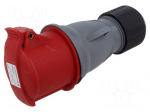 Connector: AC supply 3-phase | plug | female | 32A | 415VAC | IP&S | IP44