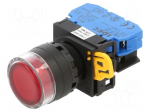 Switch: push-button | 22mm | Stabl.pos: 1 | NO | red | LED | IP65 | YW | Pos: 2