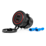 Auto- ja mootorrattatooted, elektroonika, navigatsioon, CB raadio // Auto elektroonikakomponendid : Installatsioonikaablid : Kaitsealused : &Uuml;hendused // Ładowarka samochodowa z gniazdami usb wodoodporna 2x usb-c 12v 24v amio-04223