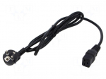 Cable | 3x1.5mm2 | CEE 7/7 (E/F) plug angled,IEC C19 female | PVC
