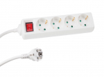4-way power strip with 3 sockets and switch - 1.5 m - grounded