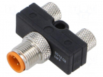 T adapter | M8 male,M8 female x2 | A | PIN: 3 | IP67 | Y