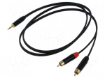 Cable | Jack 3.5mm plug,RCA plug x2 | 1.5m | black | PVC