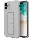 Back panel cover Wozinsky Apple iPhone 12 Pro Max Kickstand Case silicone case with stand Silver