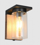 Trio Ardila sienas lampa E27 wood/matt black dusk sensor 211660135 4017807603439