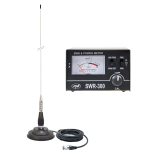 PNI ML100 CB antenna, 100 cm, 125mm magnet and PNI SWR-300 reflectometer for SWR measurement, black