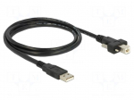 Cable | USB 2.0 | USB A plug,USB B plug | gold-plated | 1m | black