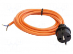 Cable | 2x1.5mm2 | CEE 7/17 (C) plug,cables | PUR | 3m | orange | 16A
