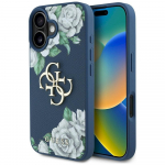 Case Guess Grained Roses Big 4G logo for iPhone 16 / blue