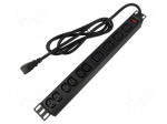 Plug socket strip: protective | Sockets: 10 | 230VAC | 16A | black | 2m