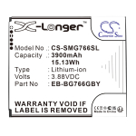 Replacement Battery for Samsung EB-BG766GBY, GH43-05270A, Galaxy XCover7 Pro, SM-G766B, SM-G766BU1, SM-G766B/DS, Lithium-ion 4300mAh