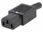 Connector: AC supply | plug | female | 10A | 250VAC | IEC 60320 | C13 (F)